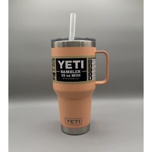 YETI RAMBLER 35 Oz‎ Mug Peach Colored With Straw Lid And Handle New With Tags